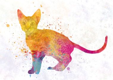 Ocicat cat in watercolor