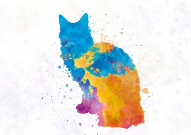 laperm cat in watercolor