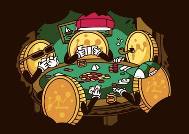 Crypto coins playing poker