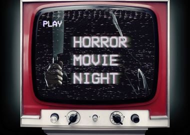 TV set vhs horror night bl