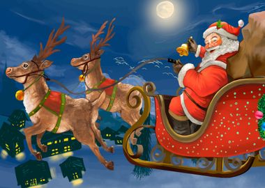 Santa claus riding a sleig