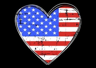 USA flag in heart shape fo