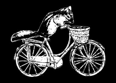 Retro Squirrel Riding Bike