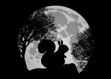 Squirrel Moon Silhouette