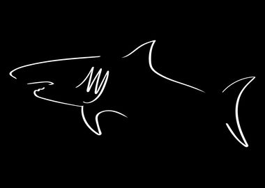 Shark Line Art Minimal