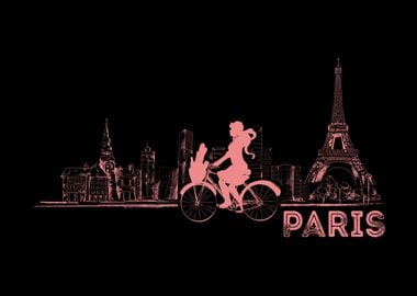 Biking Girl Paris Eiffel T