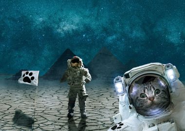 Space Travel Cat Moon