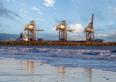 Cranes and breakwater