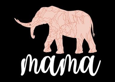 Elephant Mama Flowers Cute