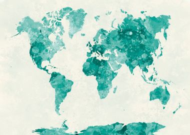 watercolor world map