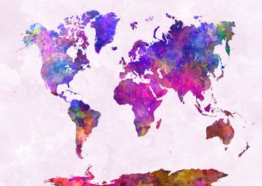 watercolor world map