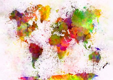 watercolor world map