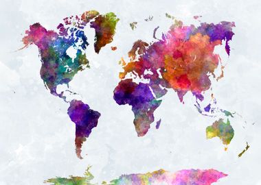 watercolor world map