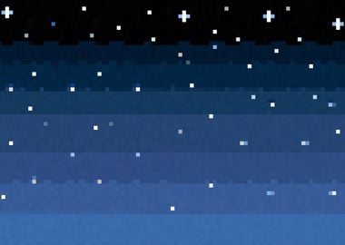 8bit pixel art sky at nig