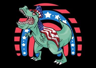 Trex 4th July Dinosaur US