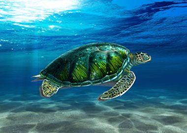 Sea Turtle underwater 