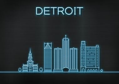 Detroit City Skyline