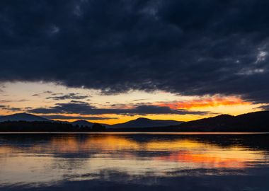 Autumn sunset, Polish lake