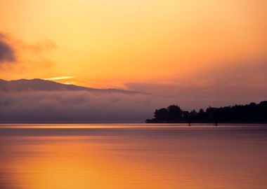 Summer sunrise, lake, view