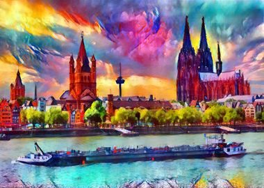 Colorful Cologne Skyline