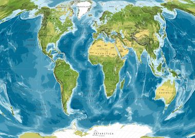 Physical world map