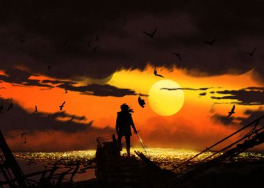 Hero in sunset