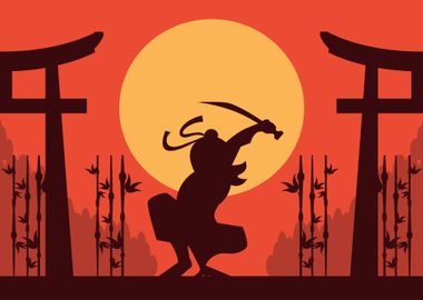 Ninja warrior silhouette