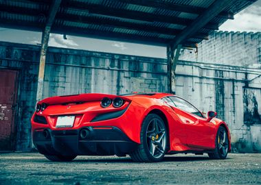 Red Ferrari ready to race