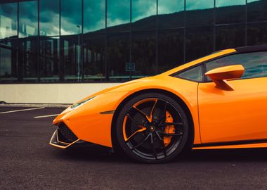 Orange Lamborghini racing