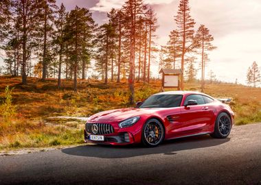 Countryside red Mercedes 