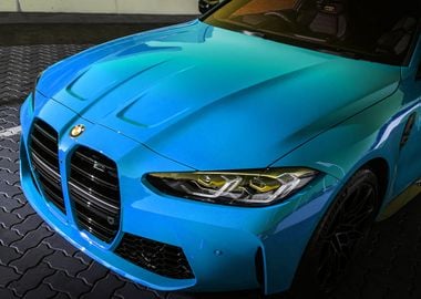 Blue Bmw 4 Car