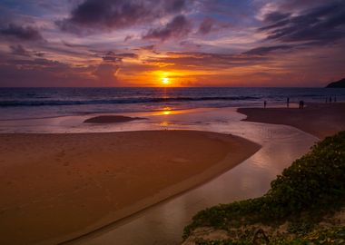 Sunset on the exotic beach