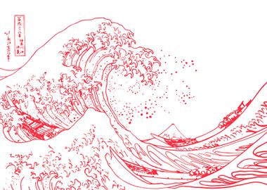 Line art wave of Kanagawa