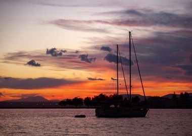 Holiday sunset in Greece