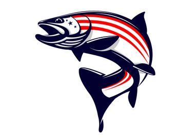 Trout fish american flag