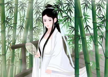 Chinese Girl Bamboo