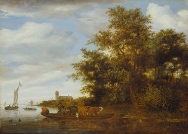 River Landscape with Ferry