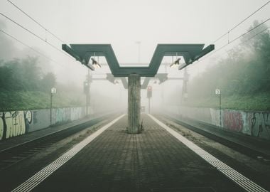 Overhead Cables in mist