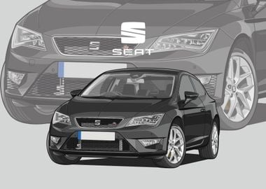 seat leon fr black poster