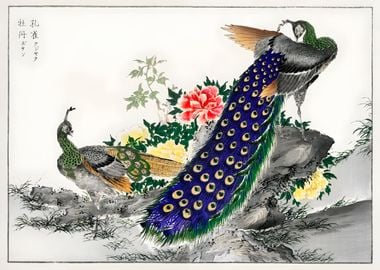 Ukiyo e Peacock Japan