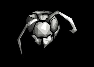 Art Wasp Head Grayscale