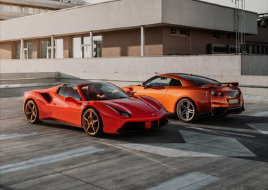 Ferrari and Nissan Skyline