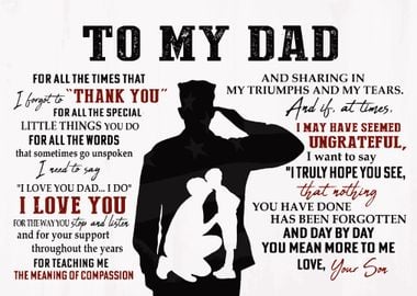 To my Dad, Gift from son, Daddy birthday gift, Landscape Poster Print, Wall  Art