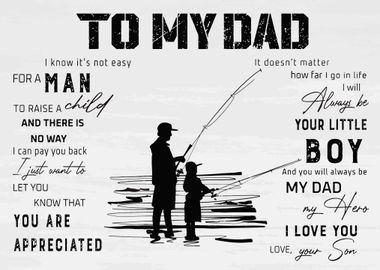 To My Dad Fishing' Poster, picture, metal print, paint by Loves Poster