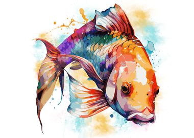 Watercolor Koi Fish Art