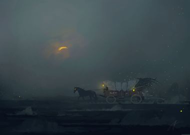 dark and misty with horse 