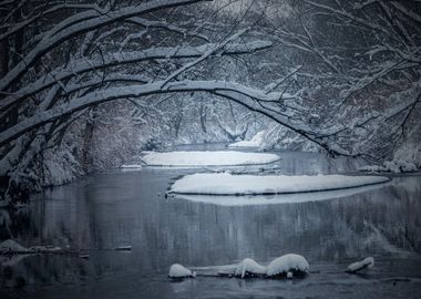  Winter wild river, Poland