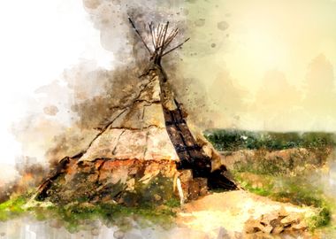 tent watercolor