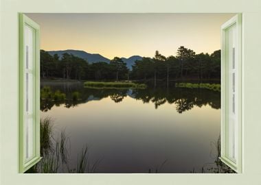 Open window lake view