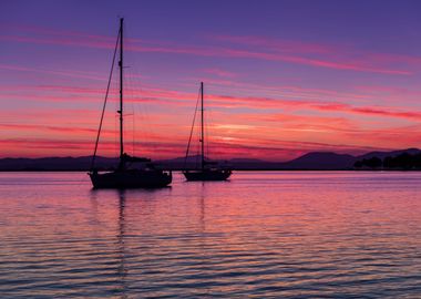 Sunset, sea, Greek island